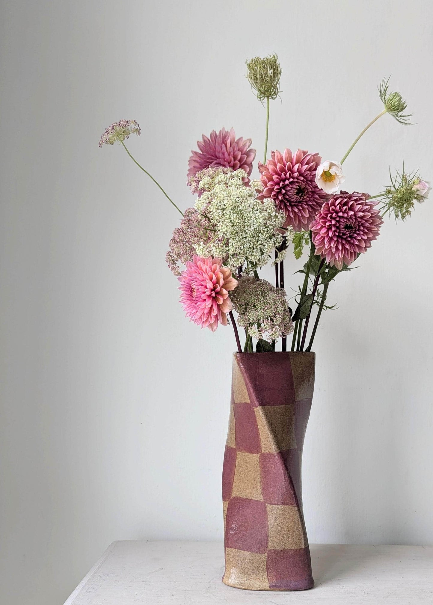Pink Check Twist Vase