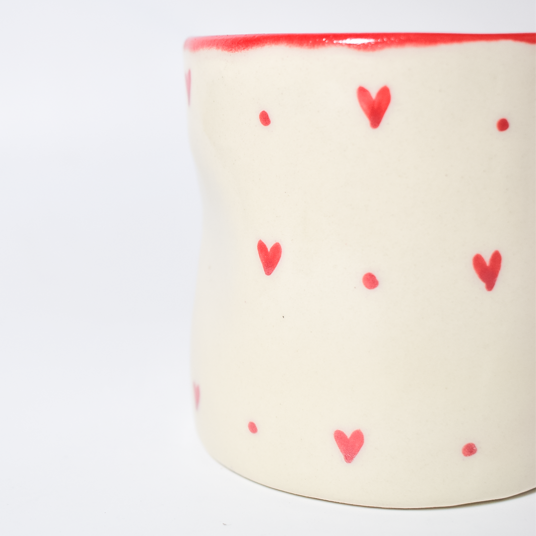 Small Hearts Ceramic Tumbler 3.5x3 Inches Set of 4 - Casa Amarosa