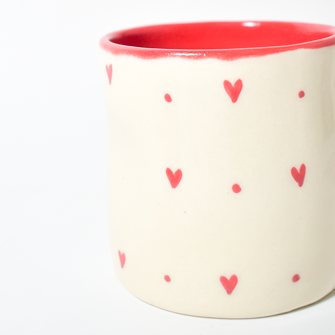 Small Hearts Ceramic Tumbler 3.5x3 Inches Set of 4 - Casa Amarosa