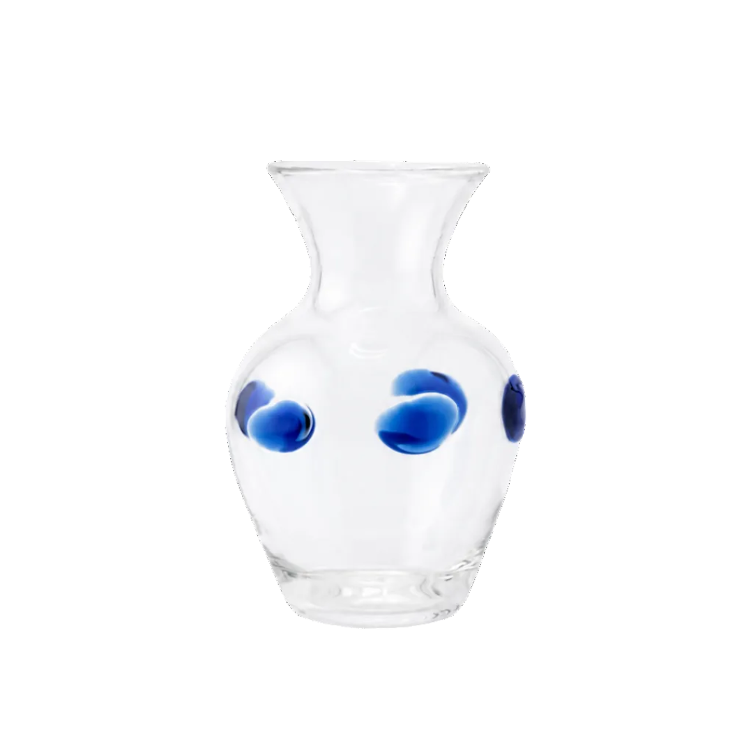 Issy Granger Glass Bud Vase Small with blue dots 