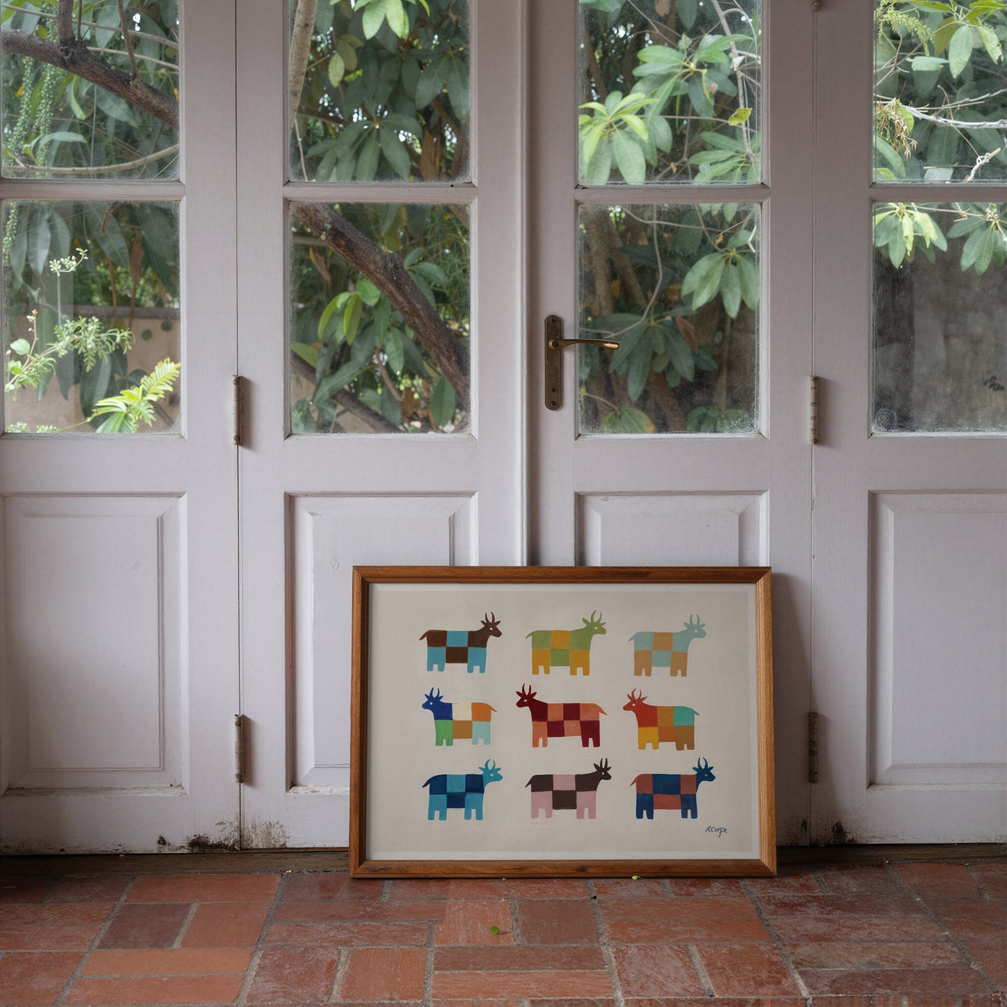 Moo Patchwork Cow Art Print