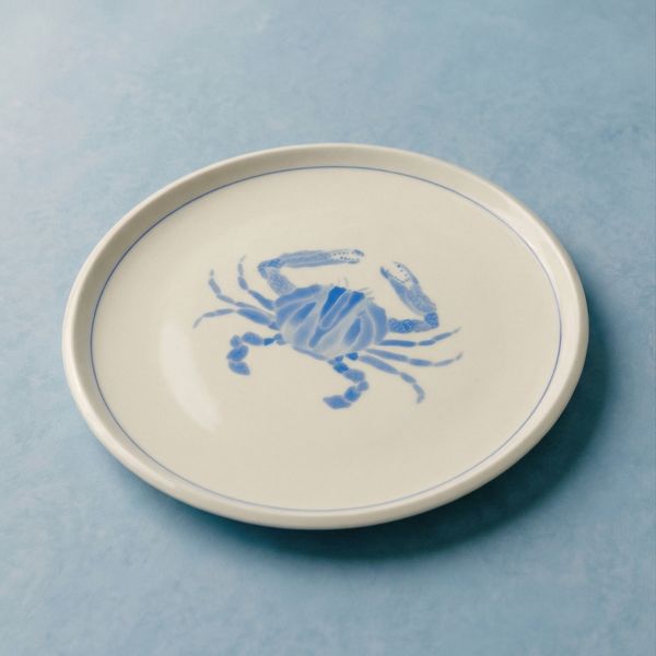 Crab Appetizer Plate with Lined Border