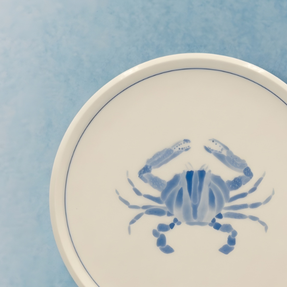 Crab Appetizer Plate with Lined Border