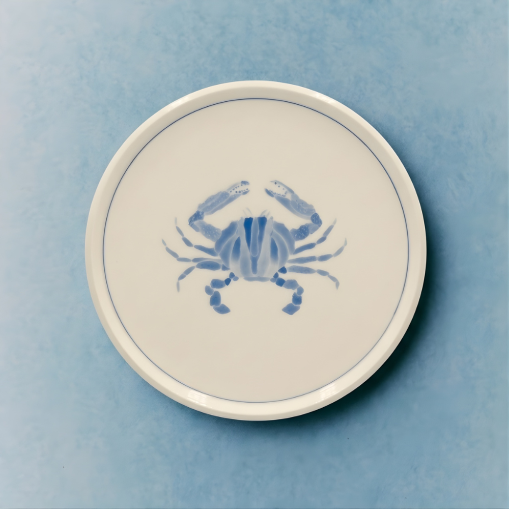 Crab Appetizer Plate with Lined Border