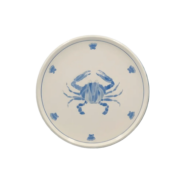 Crab Dinner Plate with Seashell Border