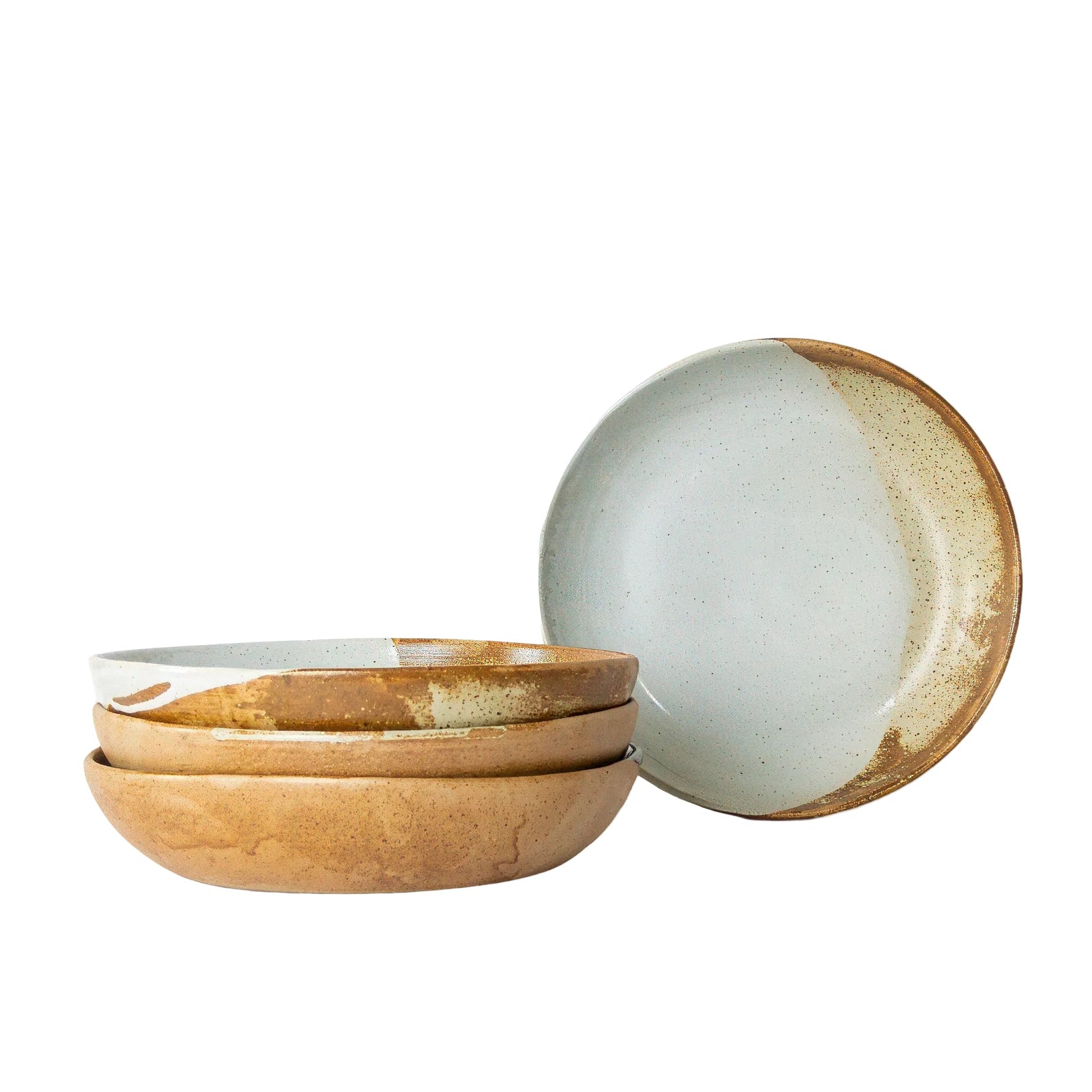 Tavora Pasta Bowls Set of 4, Reactive Salt-glaze - White