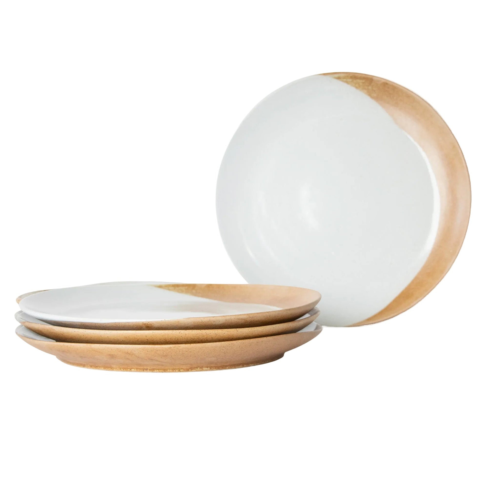 Tavora Dinner Plates Set of 4, Reactive Salt-glaze - White