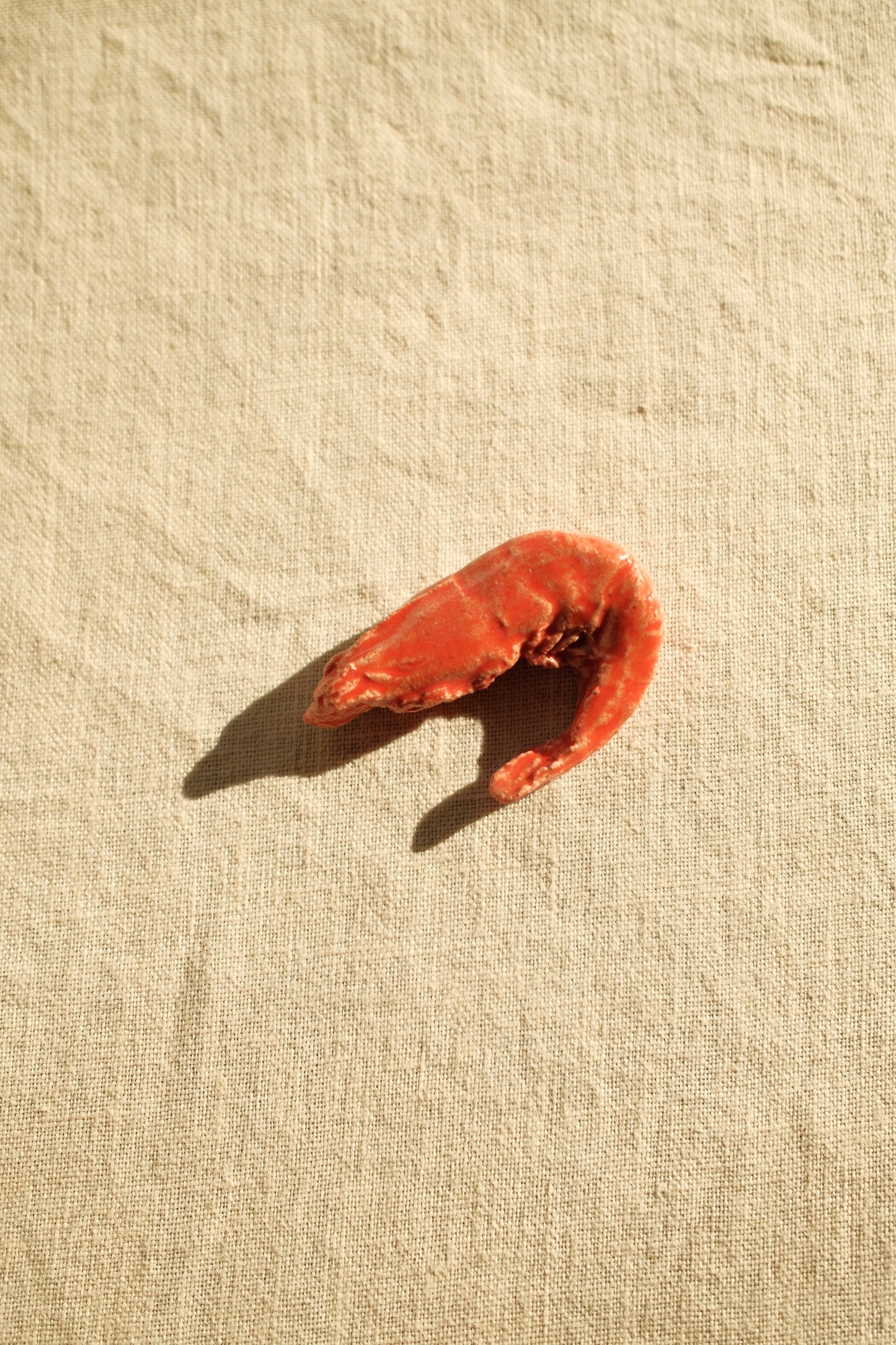 Handcrafted ceramic matchbox with shrimp motif made in France