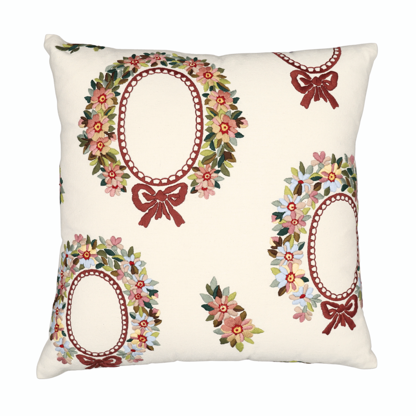 Hand Embroidered Silk Pillow Cover 20" x 20"