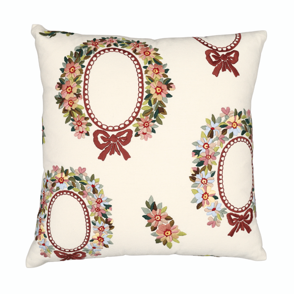 Hand Embroidered Silk Pillow Cover 20" x 20"