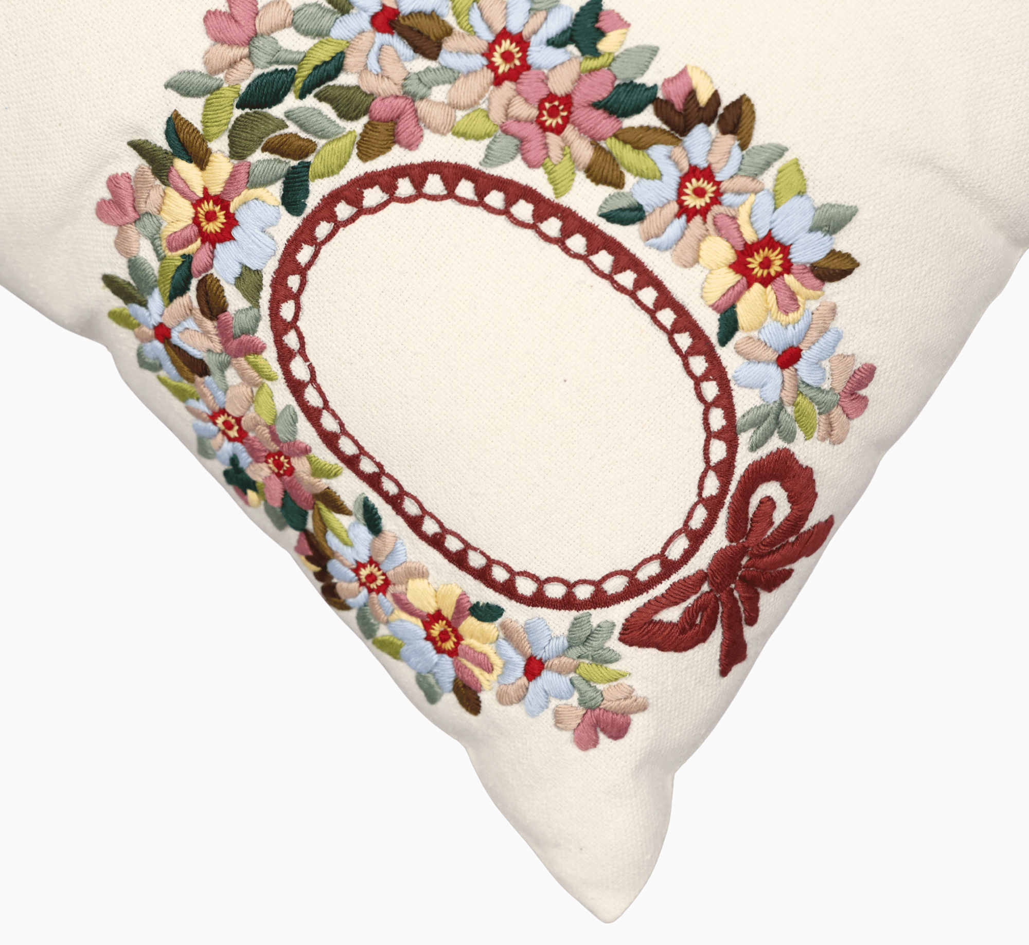 Hand Embroidered Silk Pillow Cover 20" x 20"