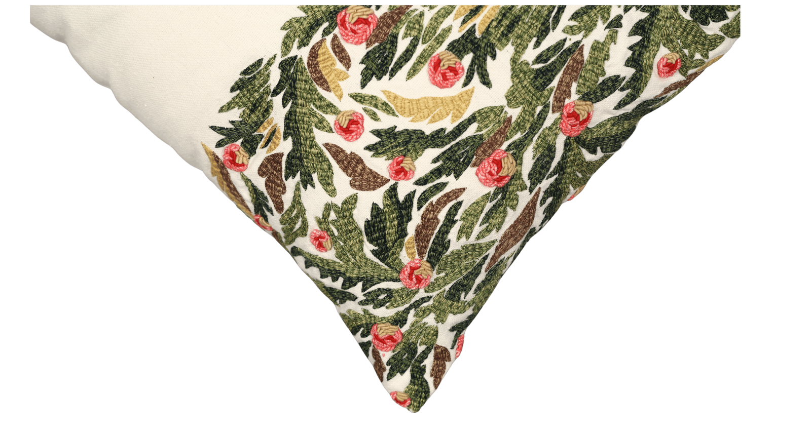 Hand Embroidered Silk Pillow Cover  14" x 20"