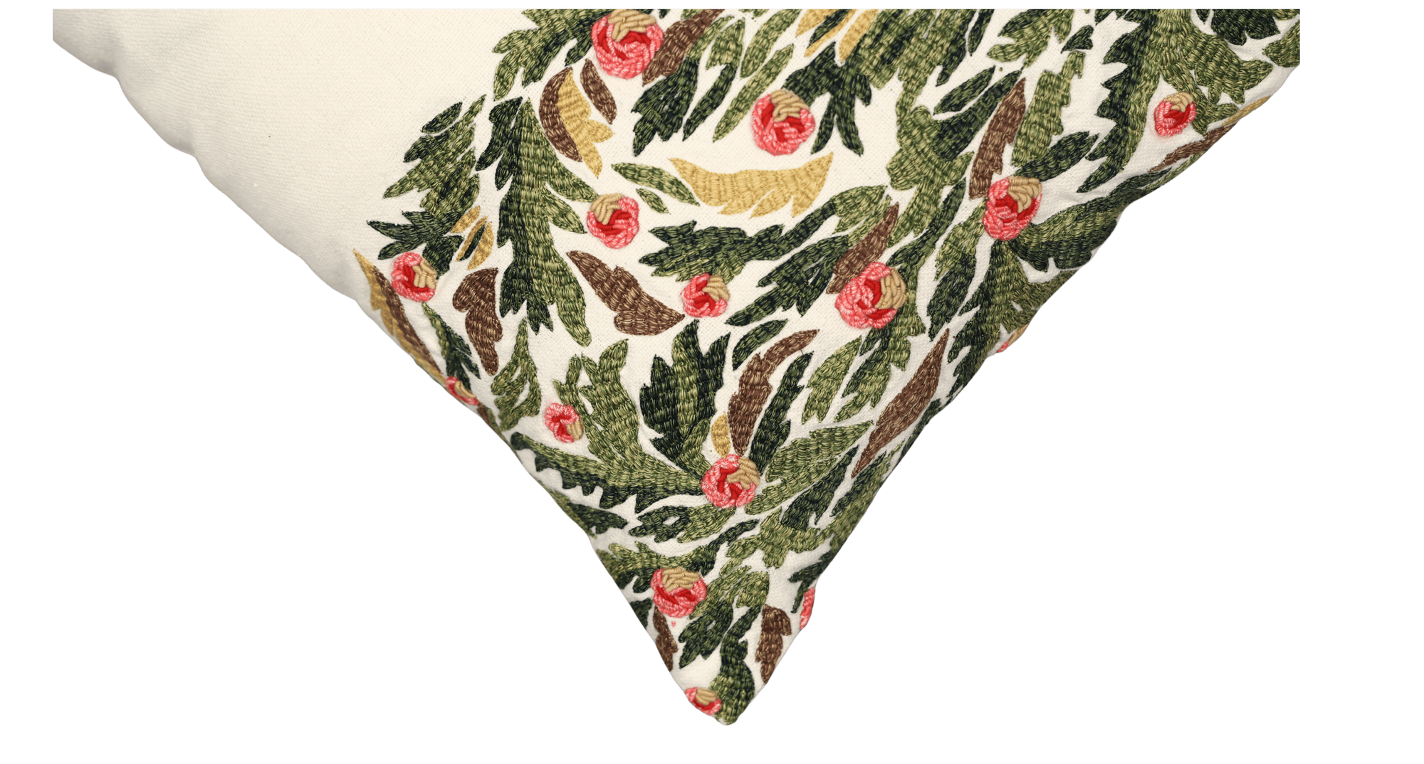 Hand Embroidered Silk Pillow Cover  14" x 20"