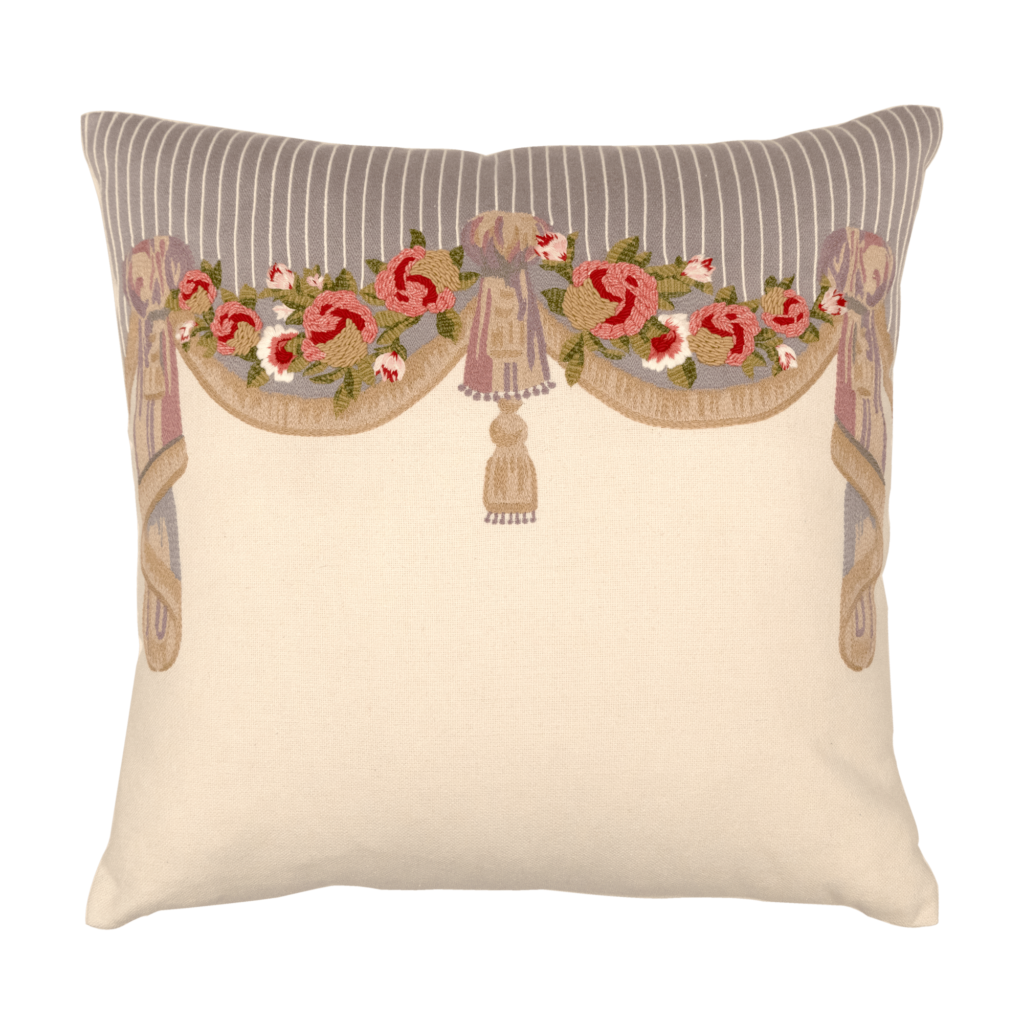 Tapestry Hand Embroidered Silk Pillow Cover – 20x20 in
