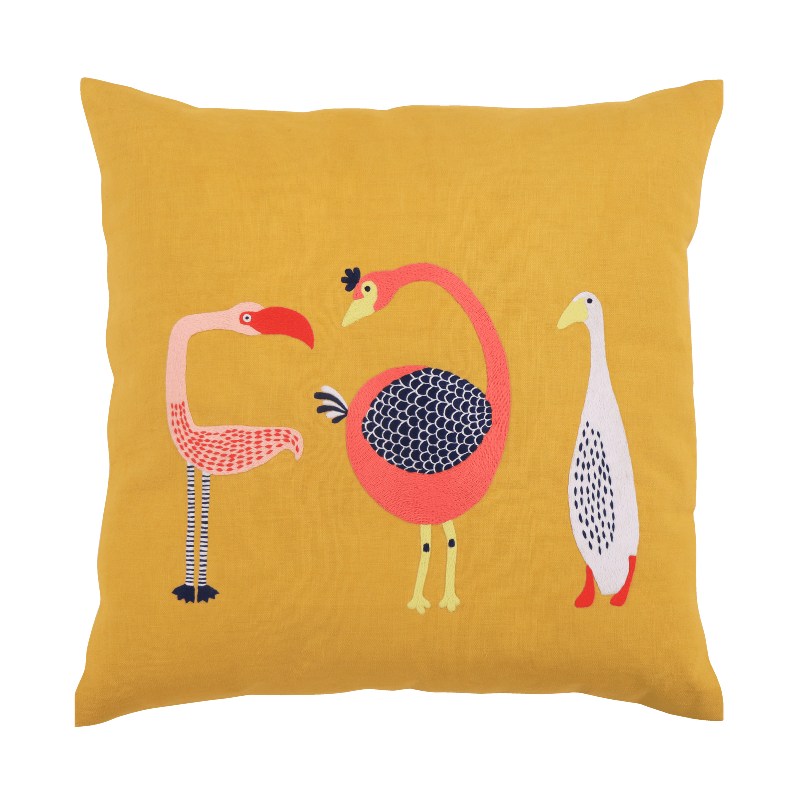 Birds Cushion Cover - Yellow