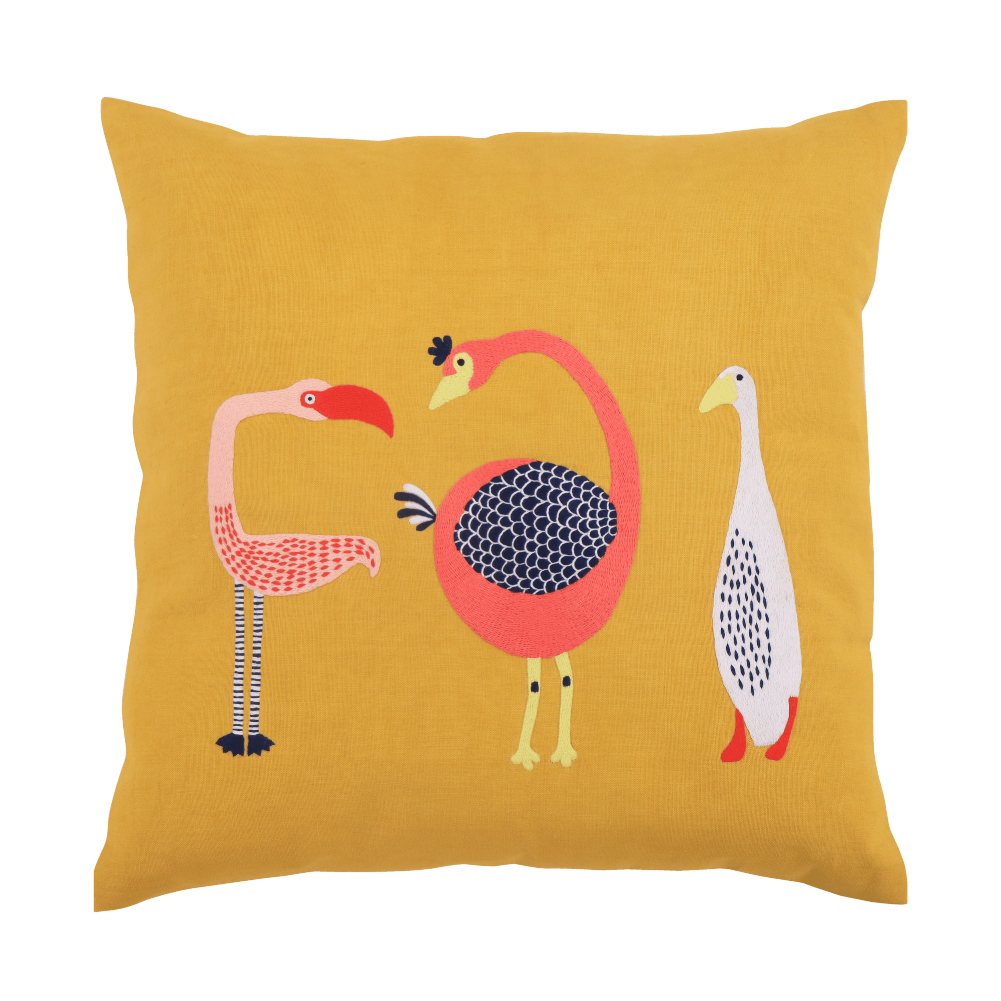 Birds Cushion Cover - Yellow