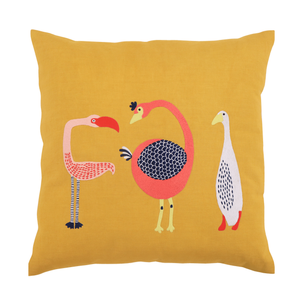 Birds Cushion Cover - Yellow