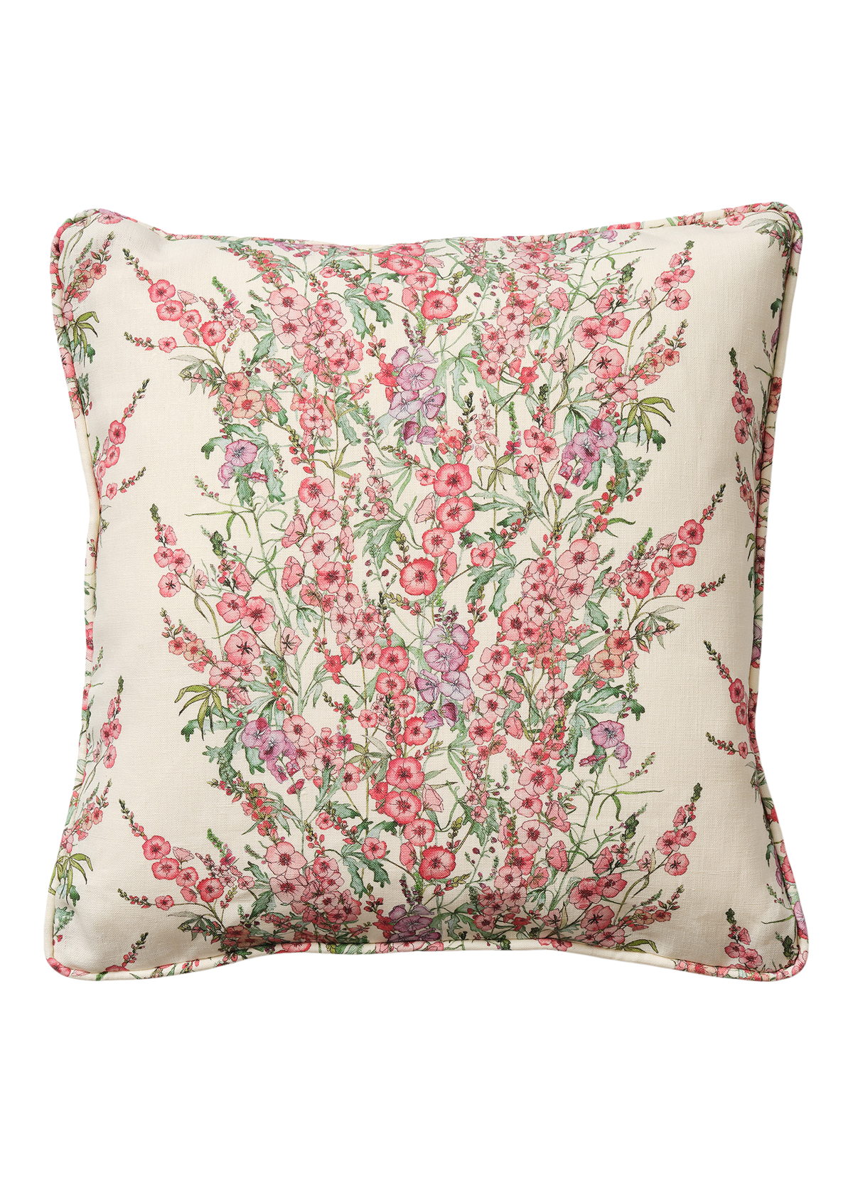 Square Sidalcea Cushion with Piping