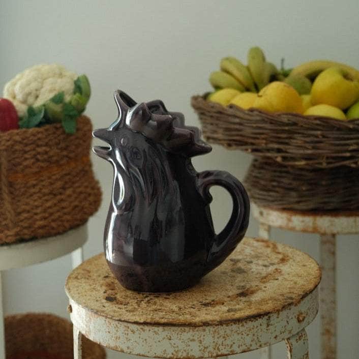 Hand-glazed Terracotta Rooster Jug