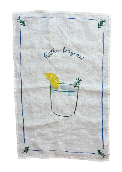 Rather Fragrant - Gin & Tonic Linen Tea Towel