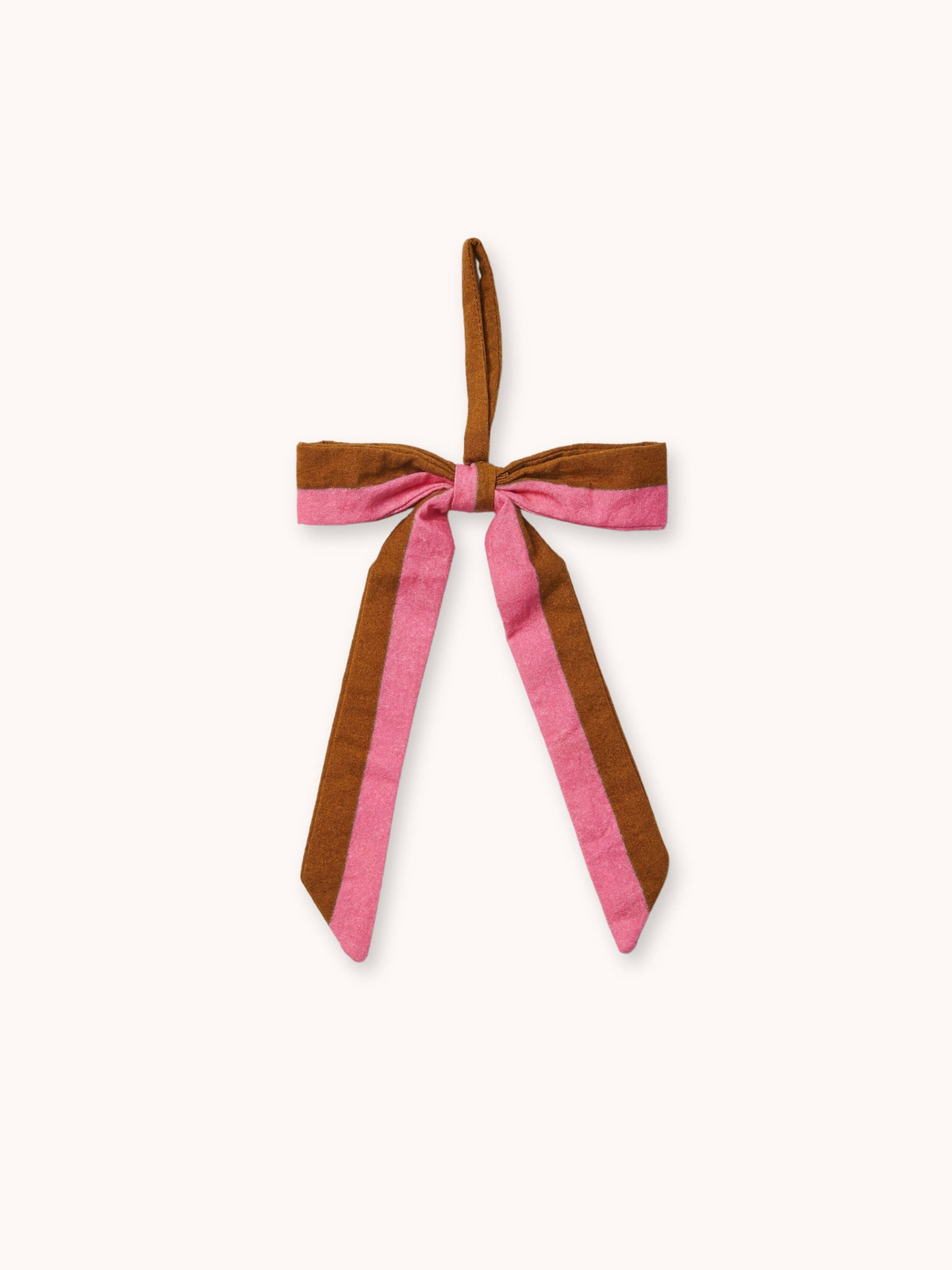Stripe Pink Tan Bow Christmas Decoration Set