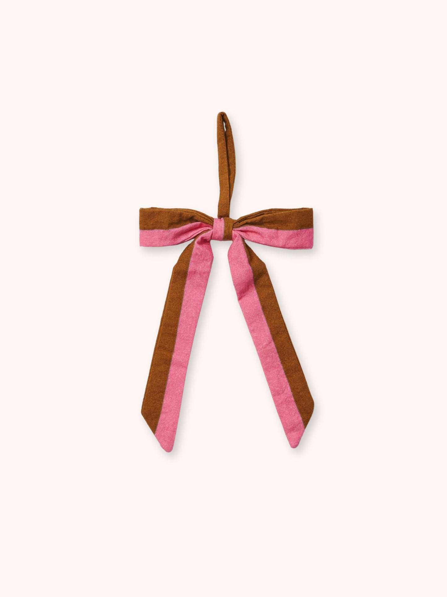 Stripe Pink Tan Bow Christmas Decoration Set