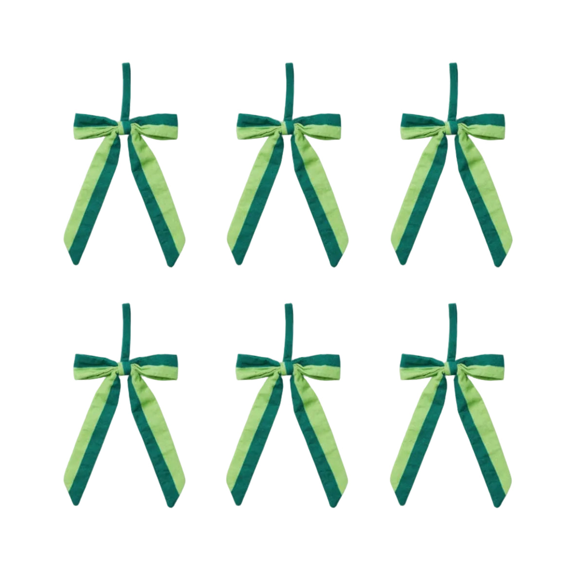 Stripe Green Bow Christmas Decoration Set