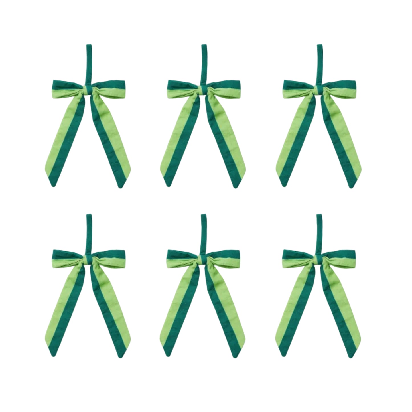 Stripe Green Bow Christmas Decoration Set
