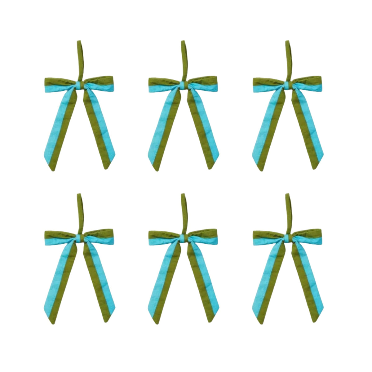 Stripe Blue Green Bow Christmas Decoration Set