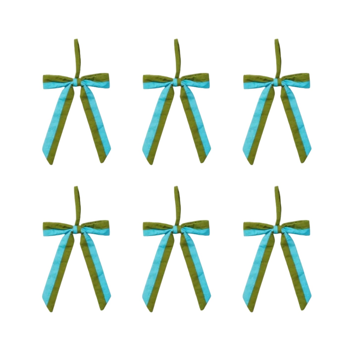 Stripe Blue Green Bow Christmas Decoration Set