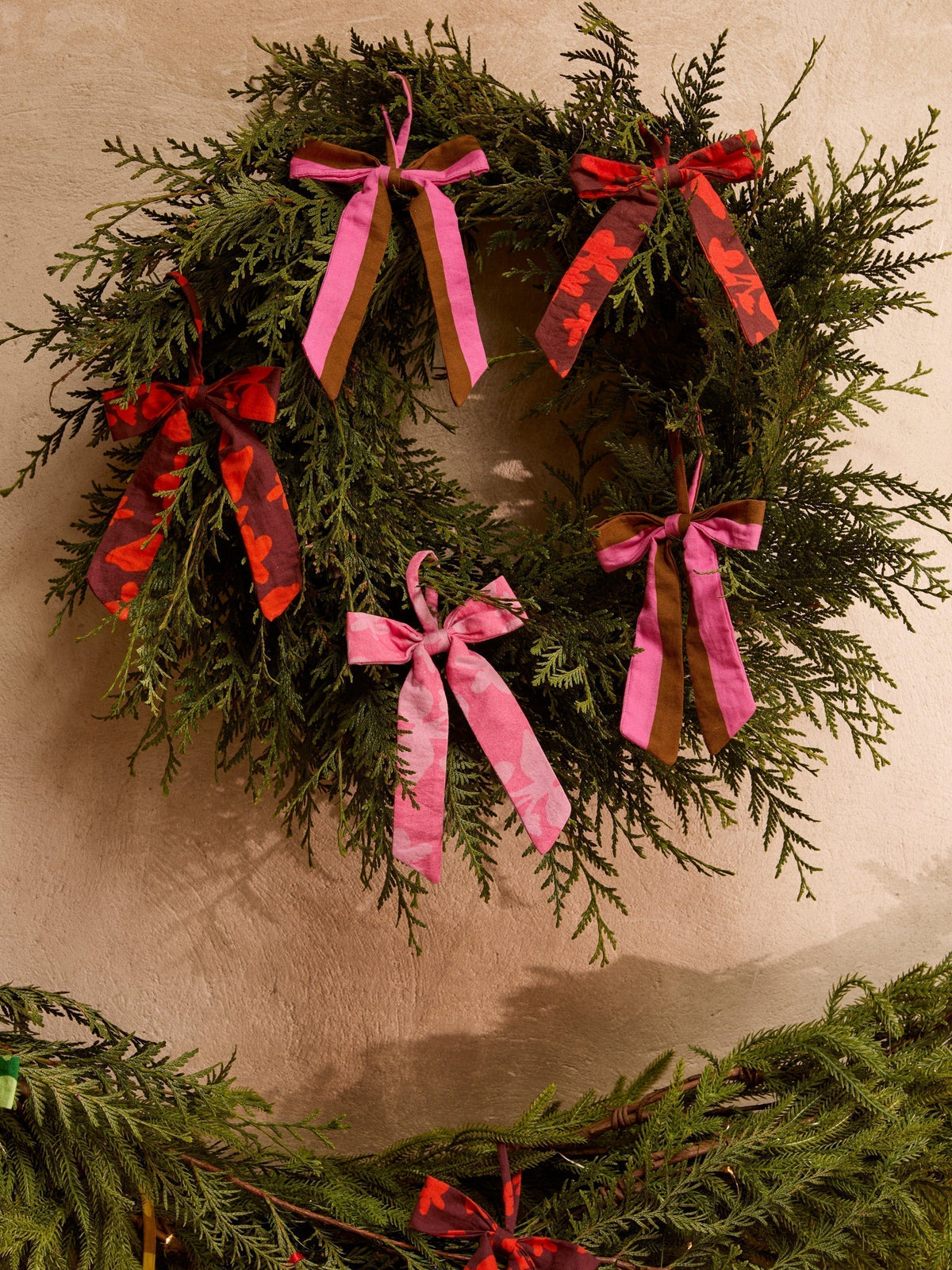 Mixed Pink Bow Christmas Decoration Set