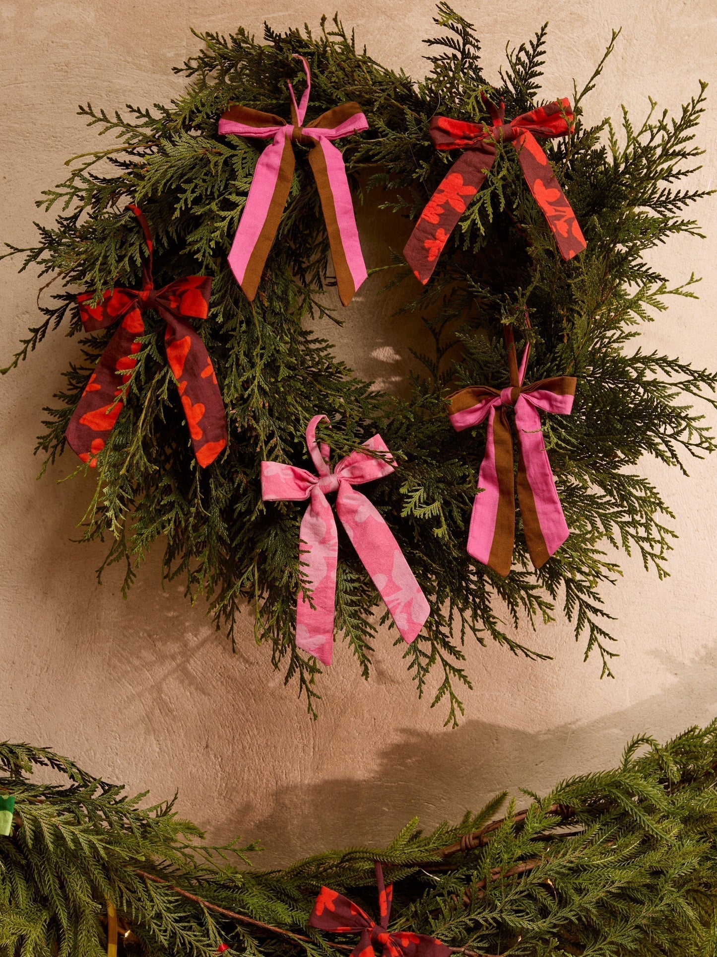 Mixed Pink Bow Christmas Decoration Set