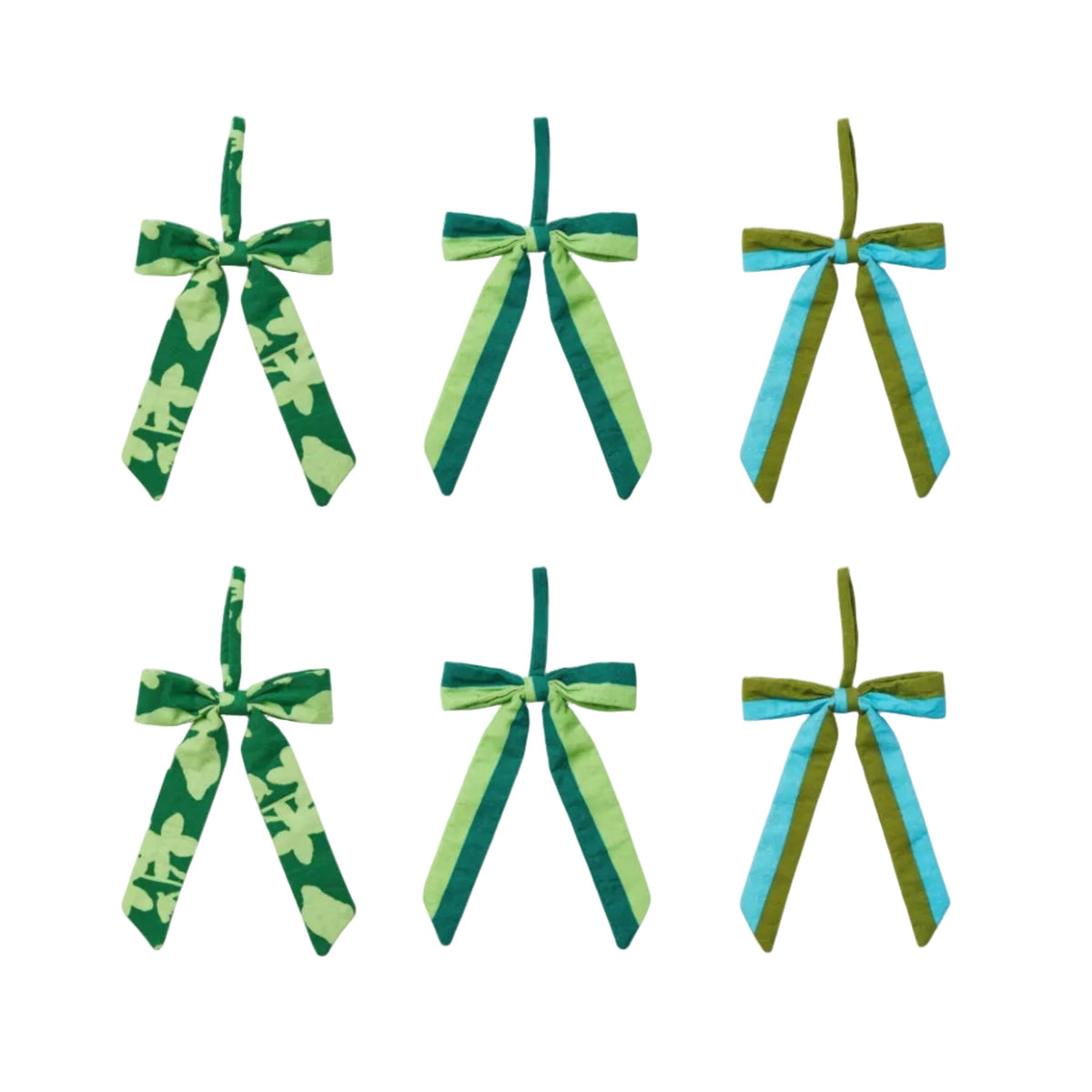 Mixed Green Bow Christmas Decoration Set