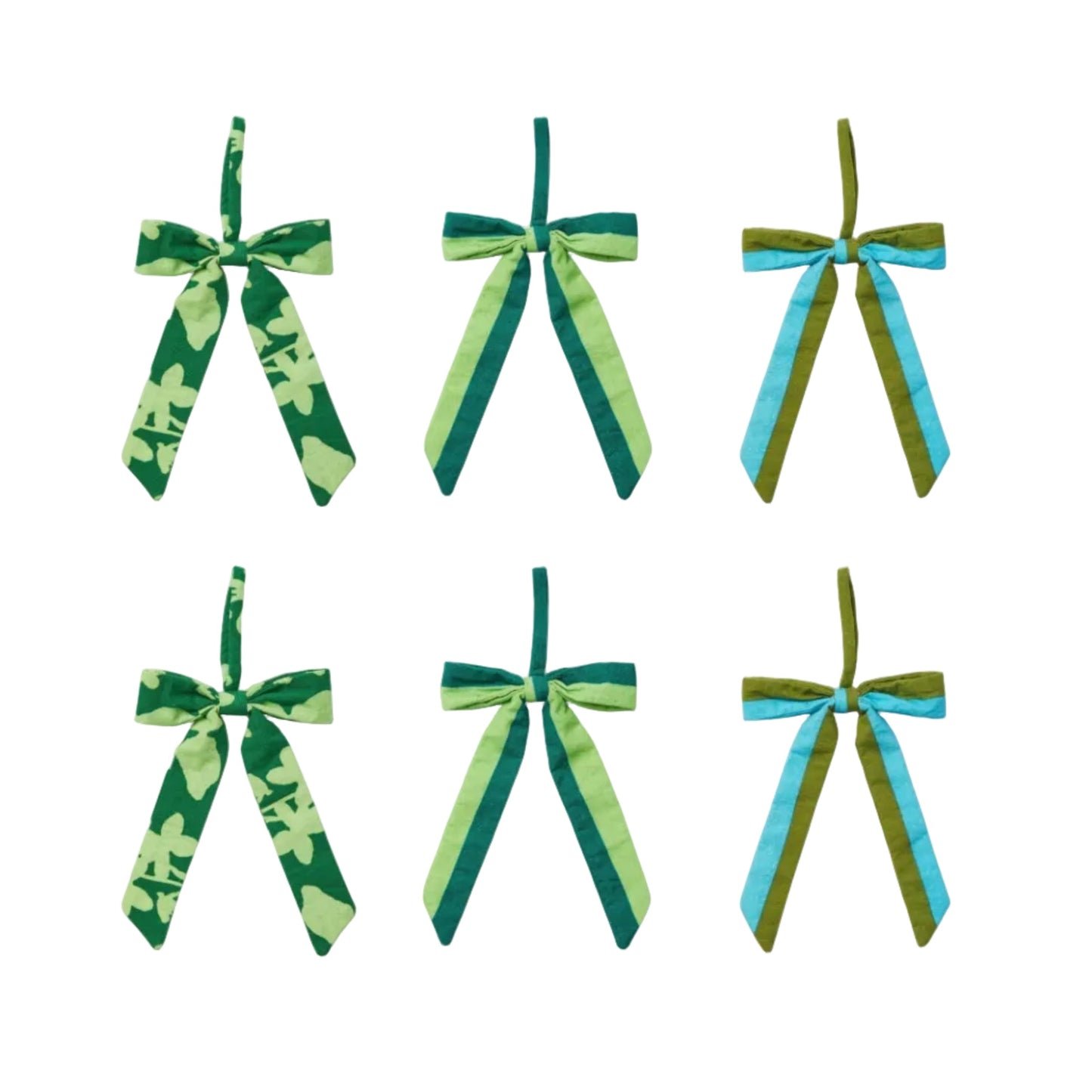 Mixed Green Bow Christmas Decoration Set
