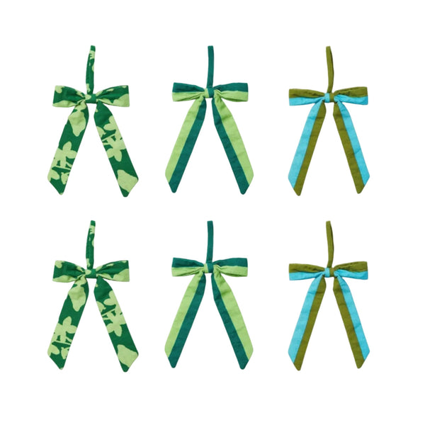 Mixed Green Bow Christmas Decoration Set