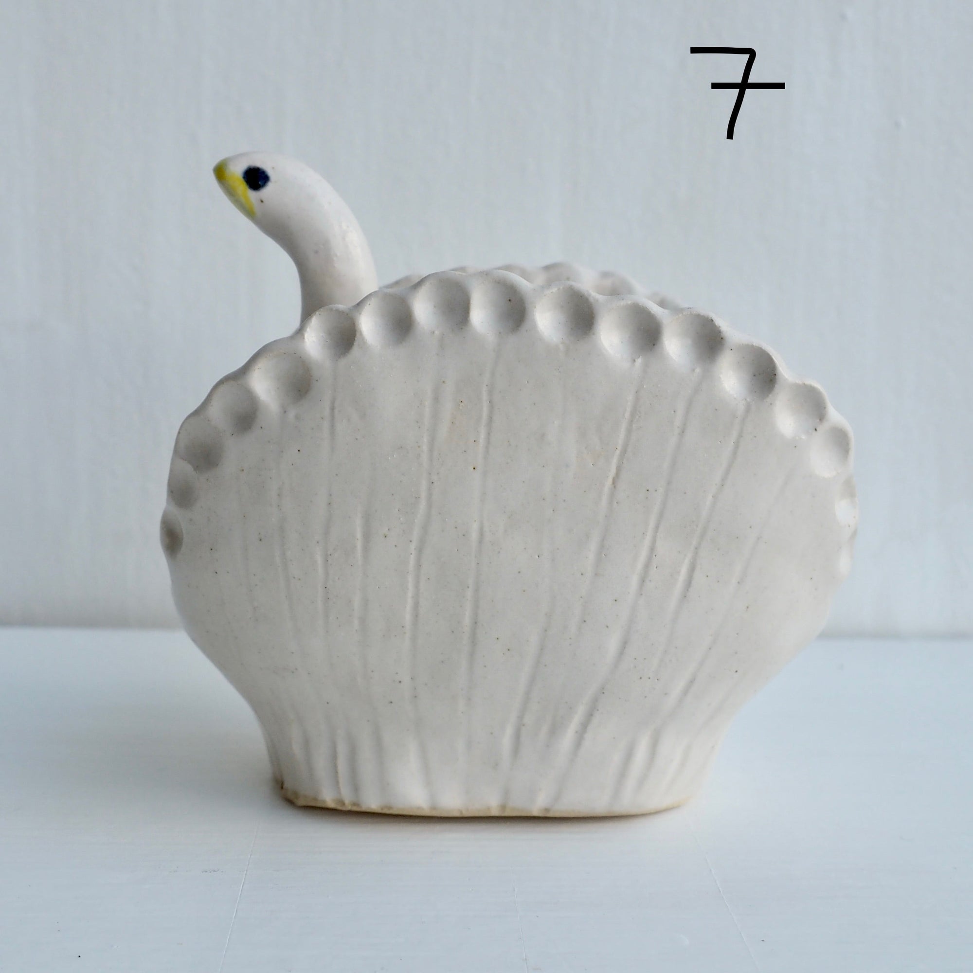 Handmade White Ceramic Small Swan Vase
