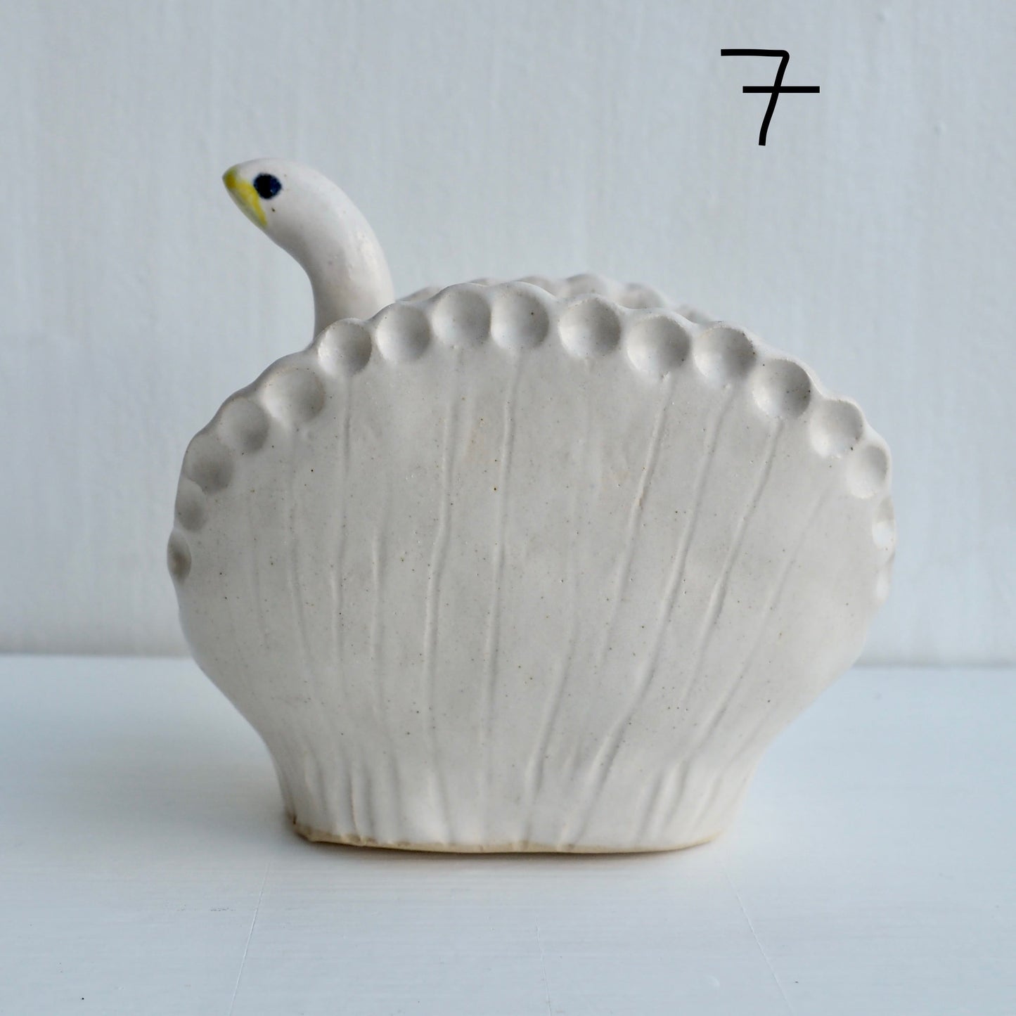 Handmade White Ceramic Small Swan Vase