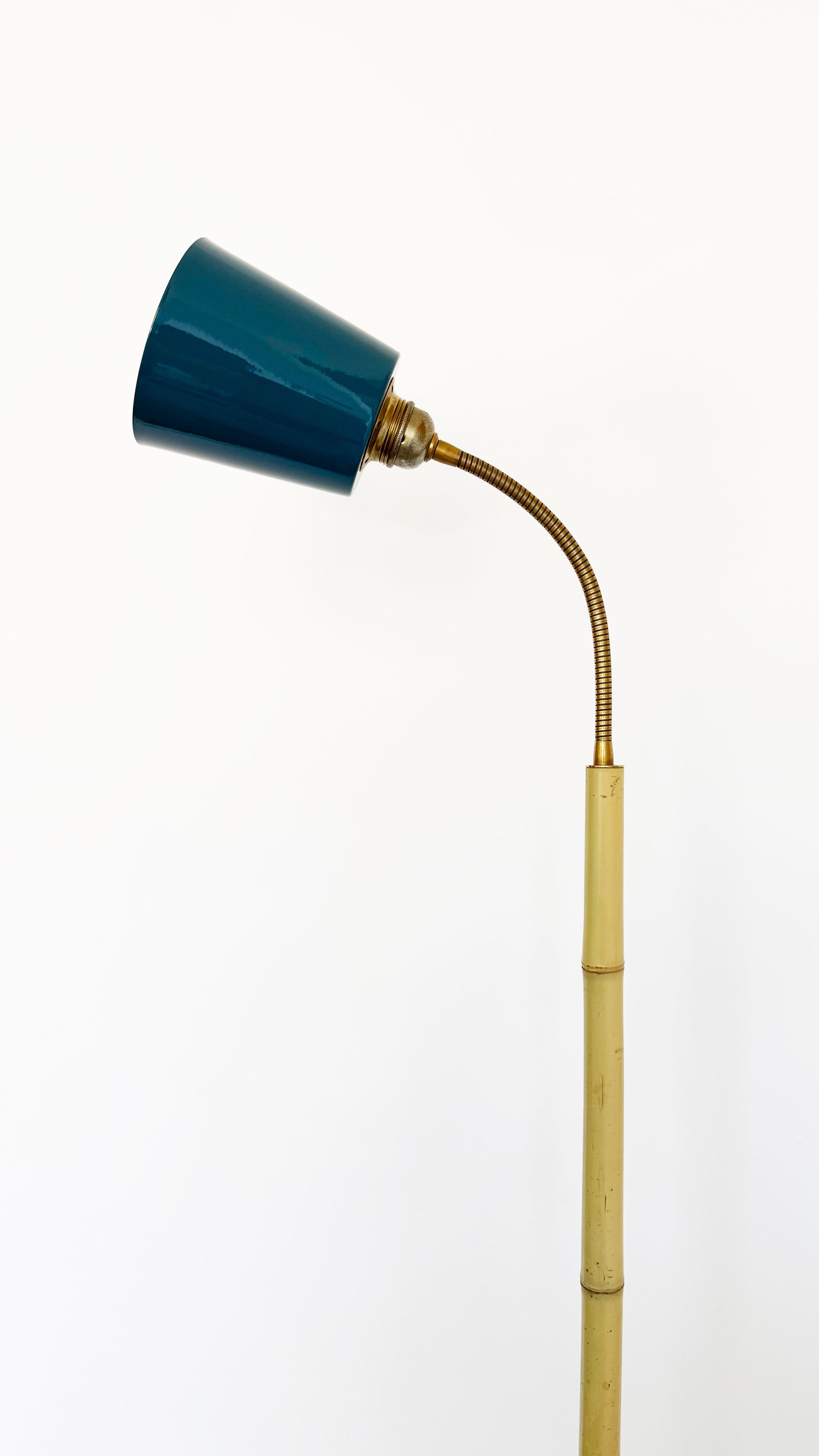 Bamboo and Terracotta Floor Lamp - Blue