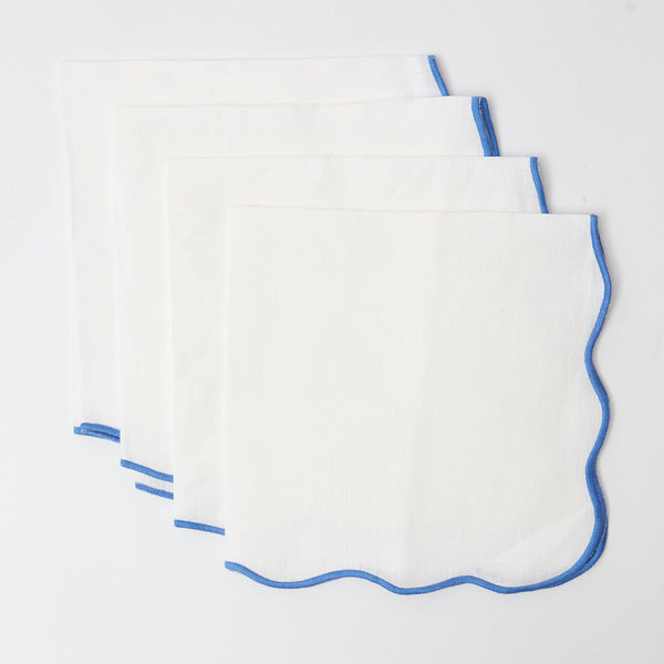Blue Edged Linen Napkins (set of 4)