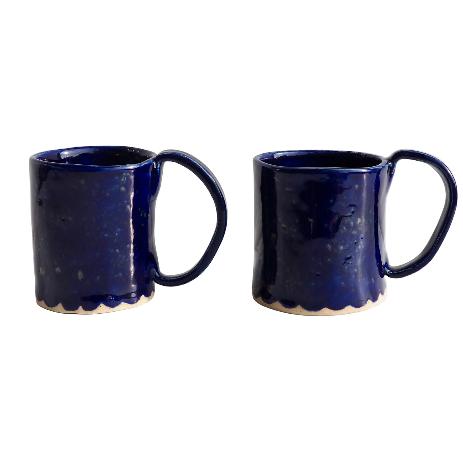 Royal Blue Ceramic Mug with Scalloped Edge