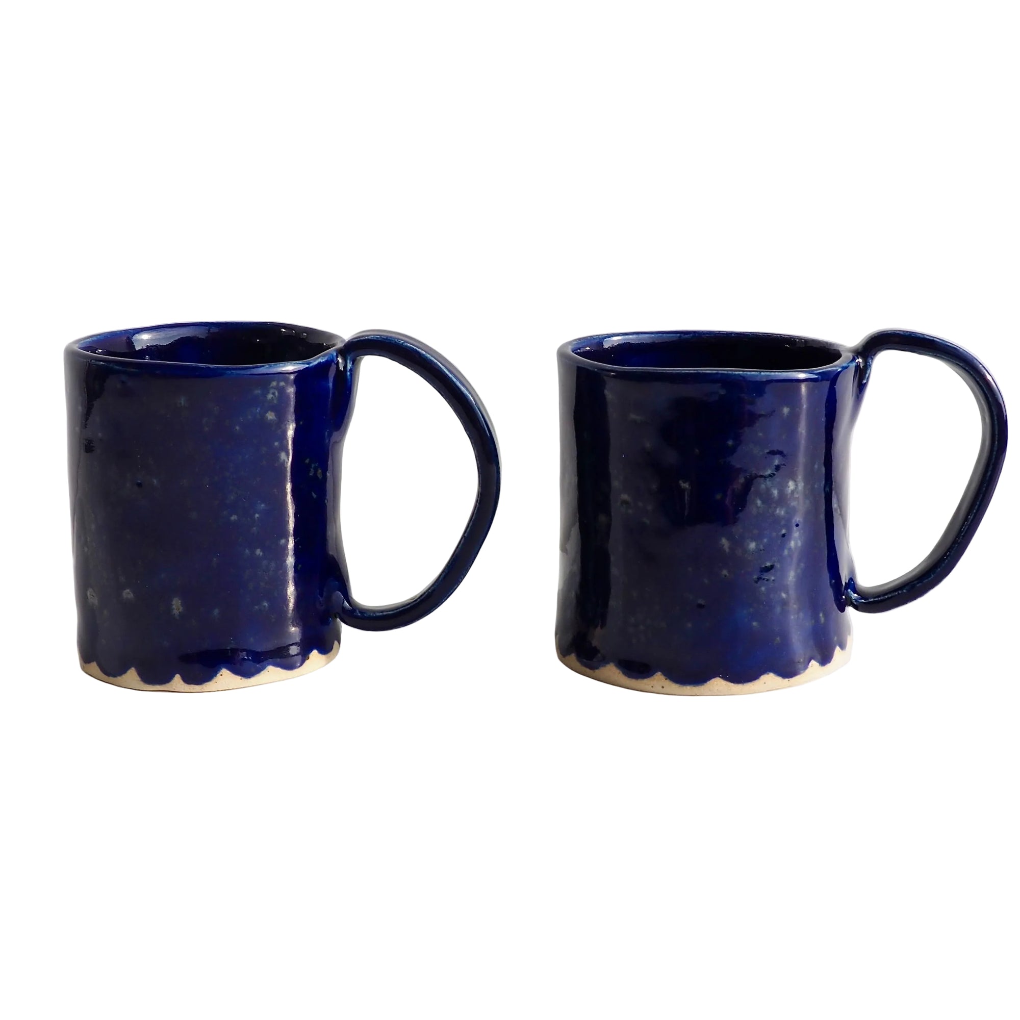 Royal Blue Ceramic Mug with Scalloped Edge