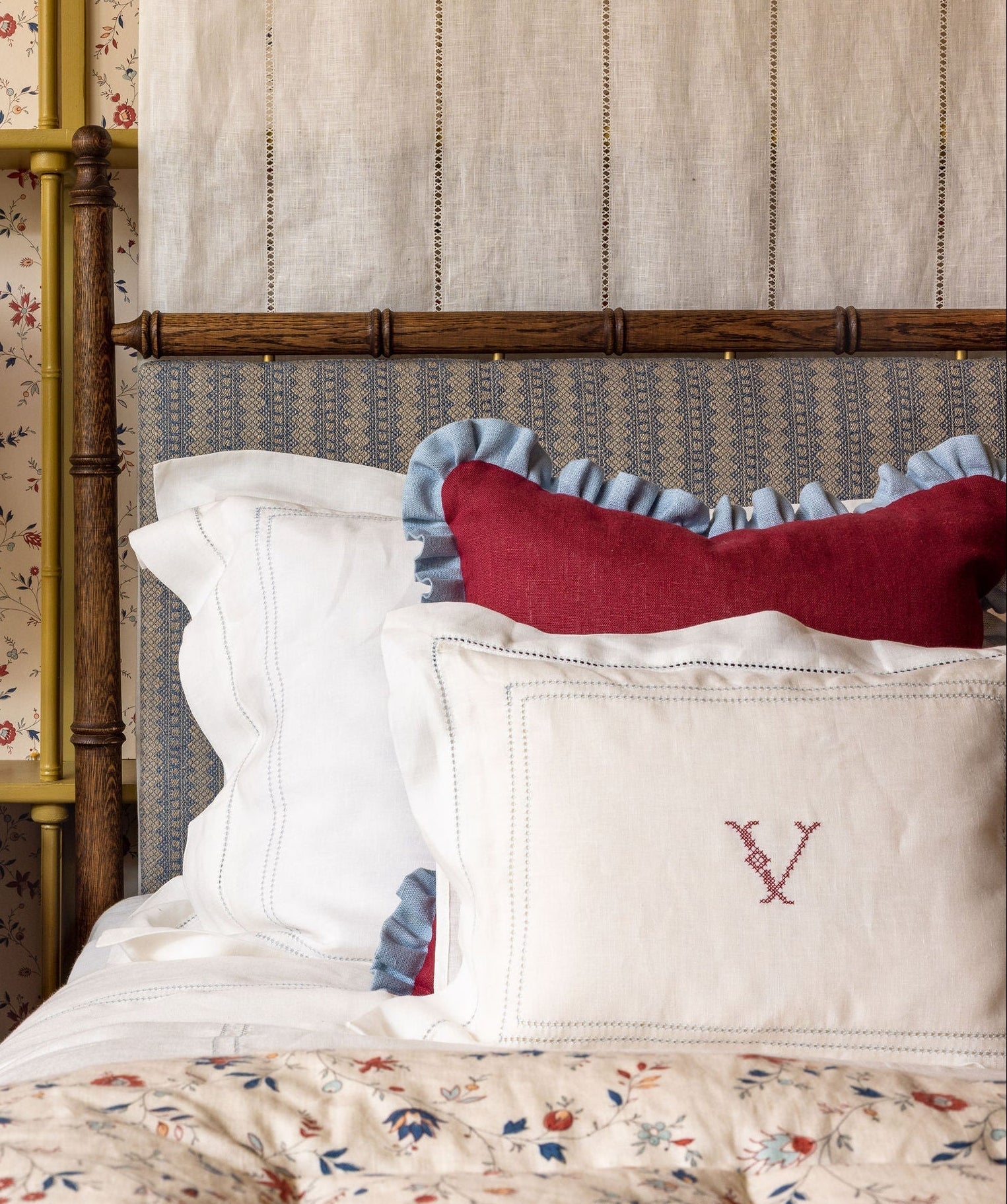 Boudoir Pillow with Hemstitch in Chambray Blue