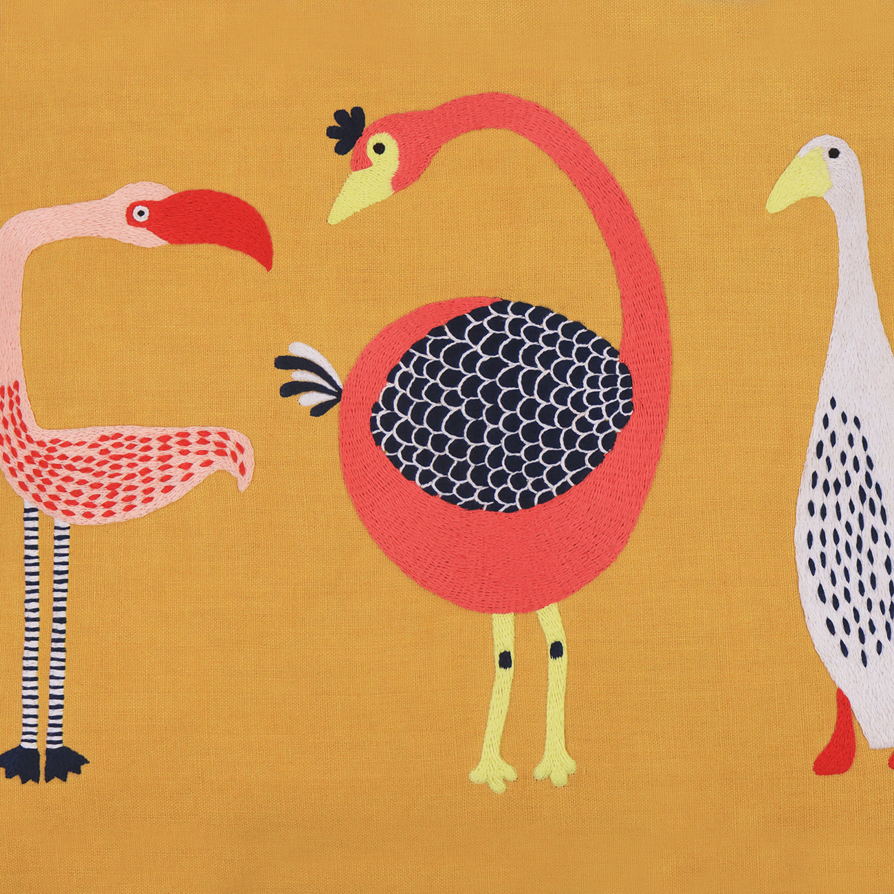 Birds Cushion Cover - Yellow