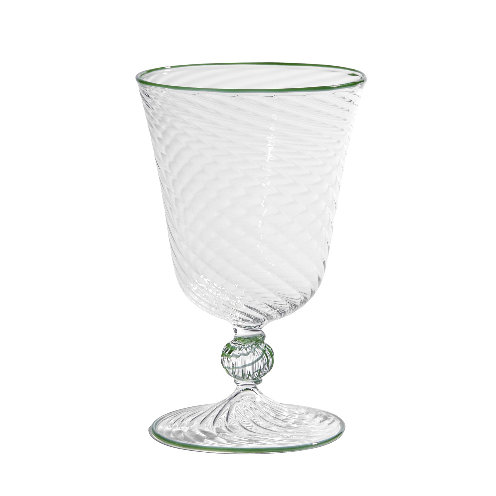 The Dido Venetian Wine Glass in Green, Set of Two