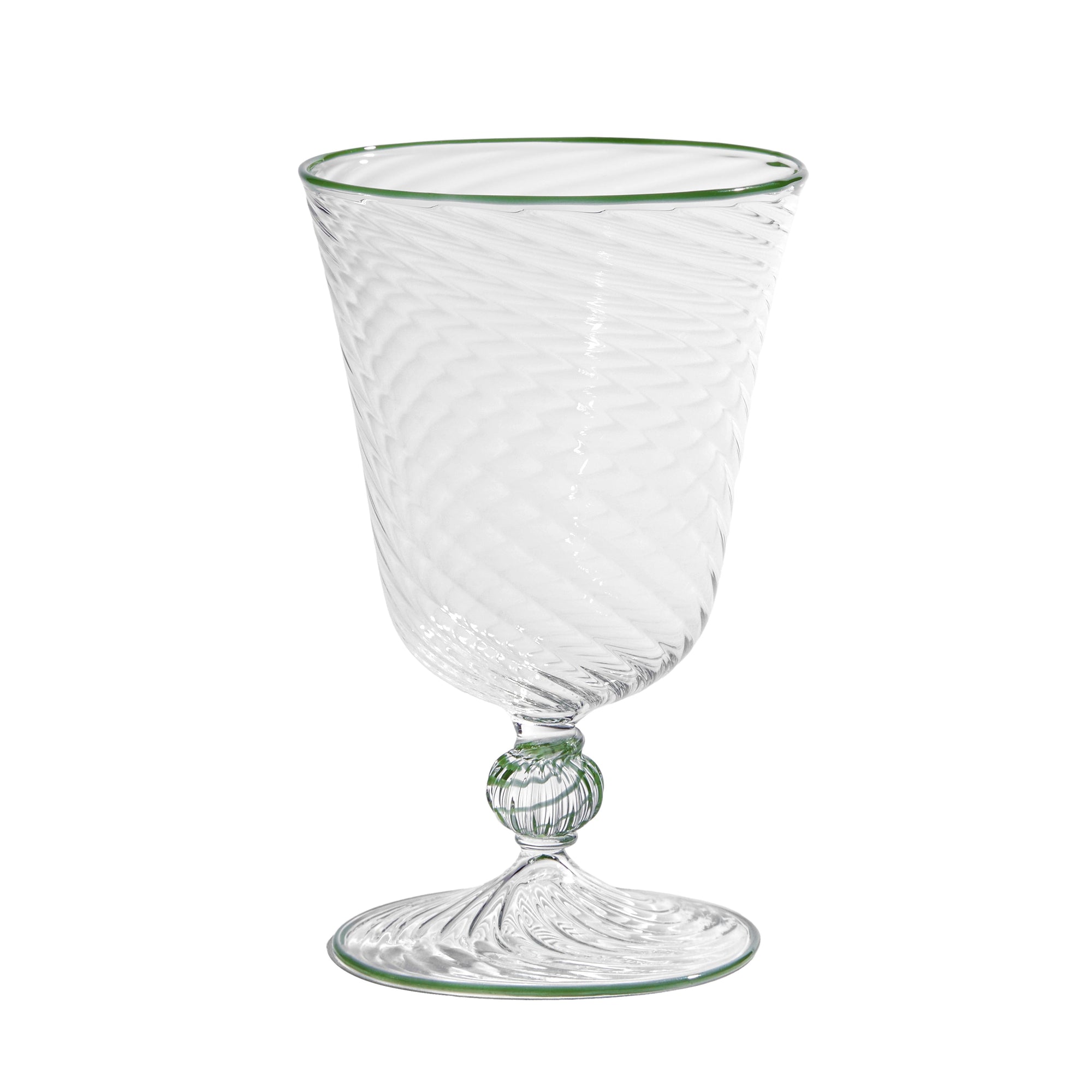 The Dido Venetian Wine Glass in Green, Set of Two