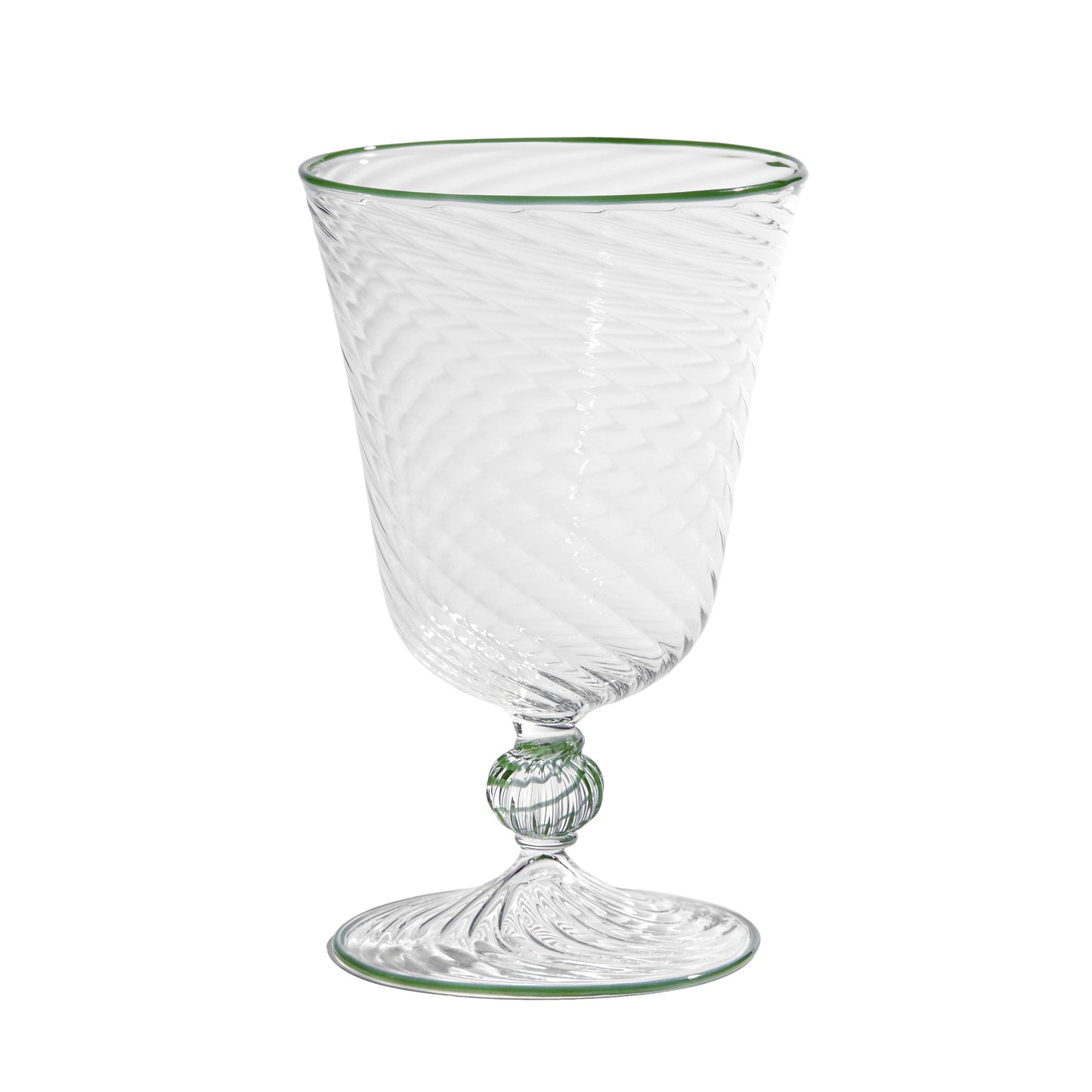 The Dido Venetian Wine Glass in Green, Set of Two