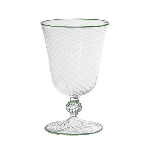 The Dido Venetian Wine Glass in Green, Set of Two