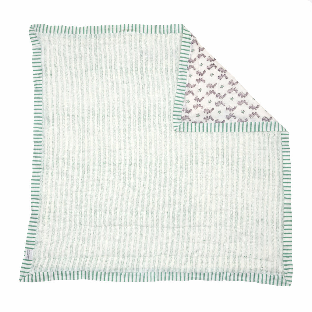 Green bunny baby quilt