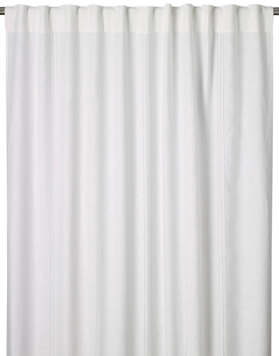Drawn Thread Curtains - Hemstitch Rows - Ivory White