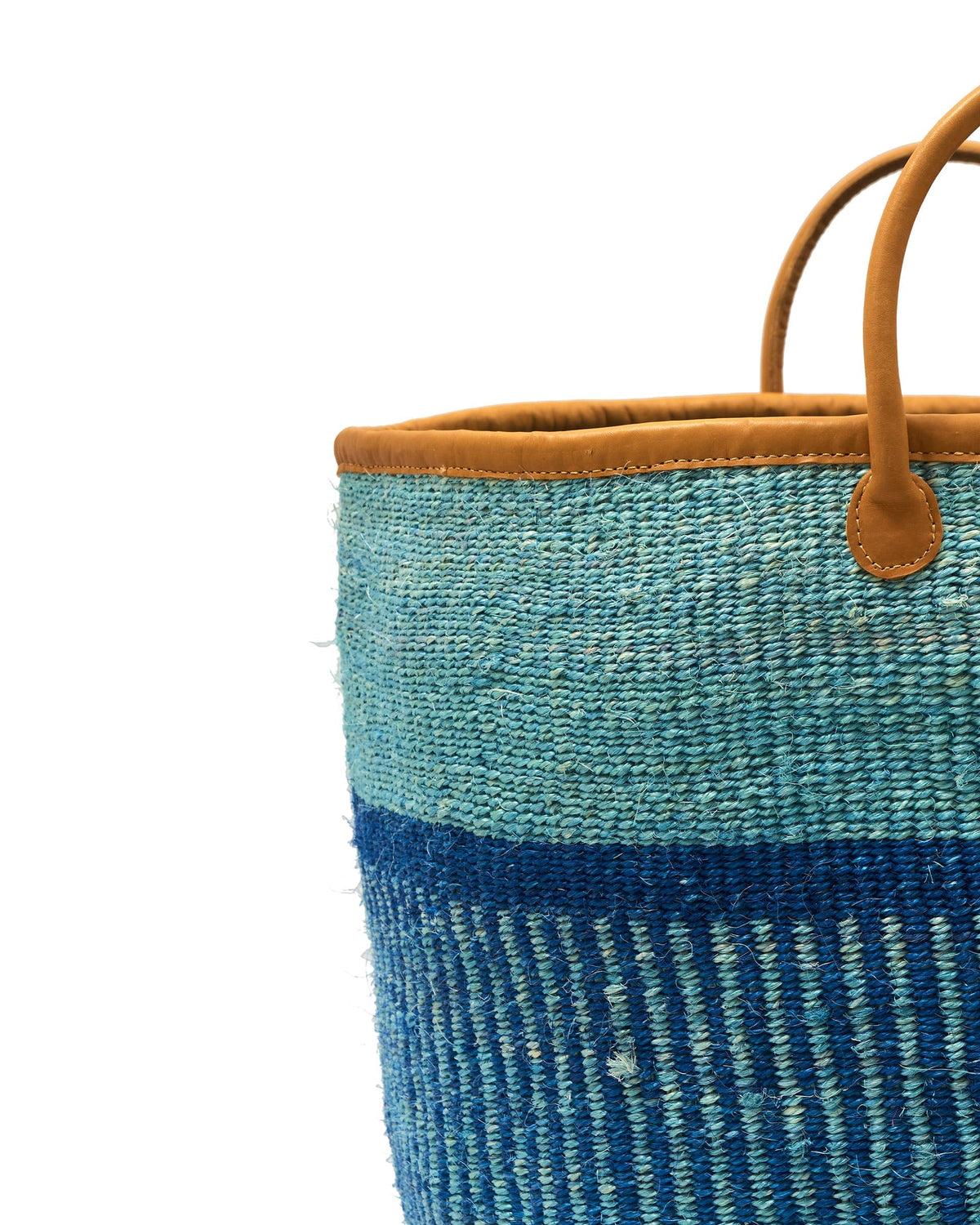 Zimia: Two-Tone Blue Striped Woven Laundry Basket